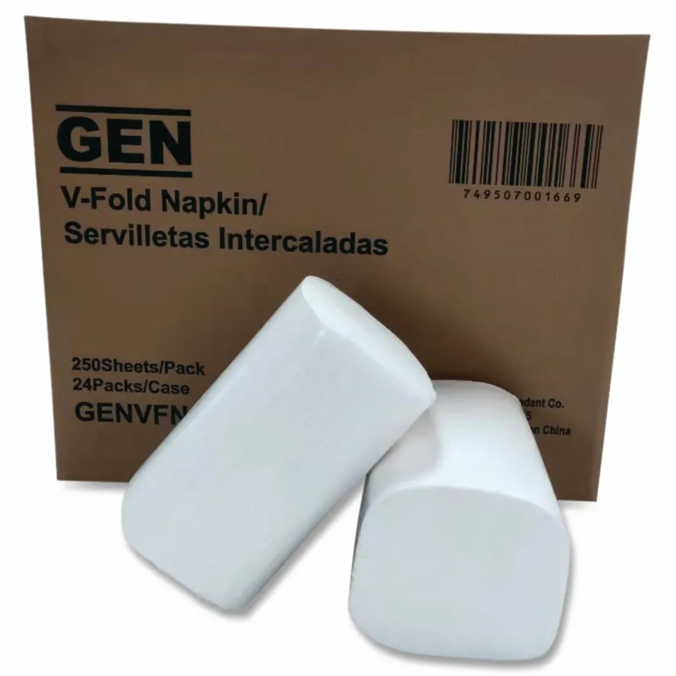 GEN Premium Interfold Pop-Up Dispenser Napkin, 2-Ply, 6.5 x 8.3, White, 250/Pack, 24 Packs/Carton