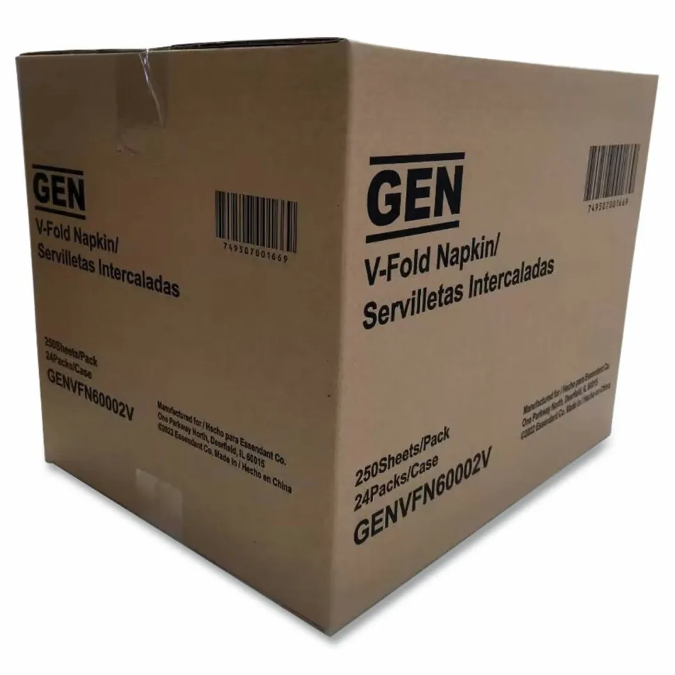 GEN Premium Interfold Pop-Up Dispenser Napkin, 2-Ply, 6.5 x 8.3, White, 250/Pack, 24 Packs/Carton