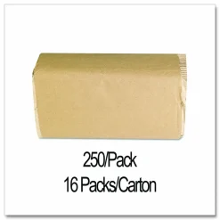 GEN Singlefold Paper Towels, 9 x 9.45, Natural, 250/Pack, 16 Packs/Carton