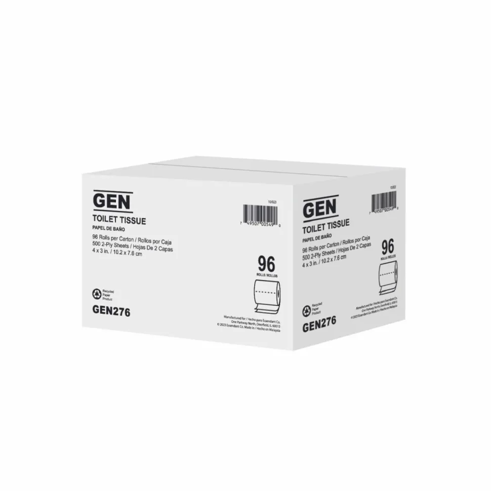 GEN Standard Bath Tissue, 2-Ply, White, 500 Sheets/Roll, 96 Rolls/Carton