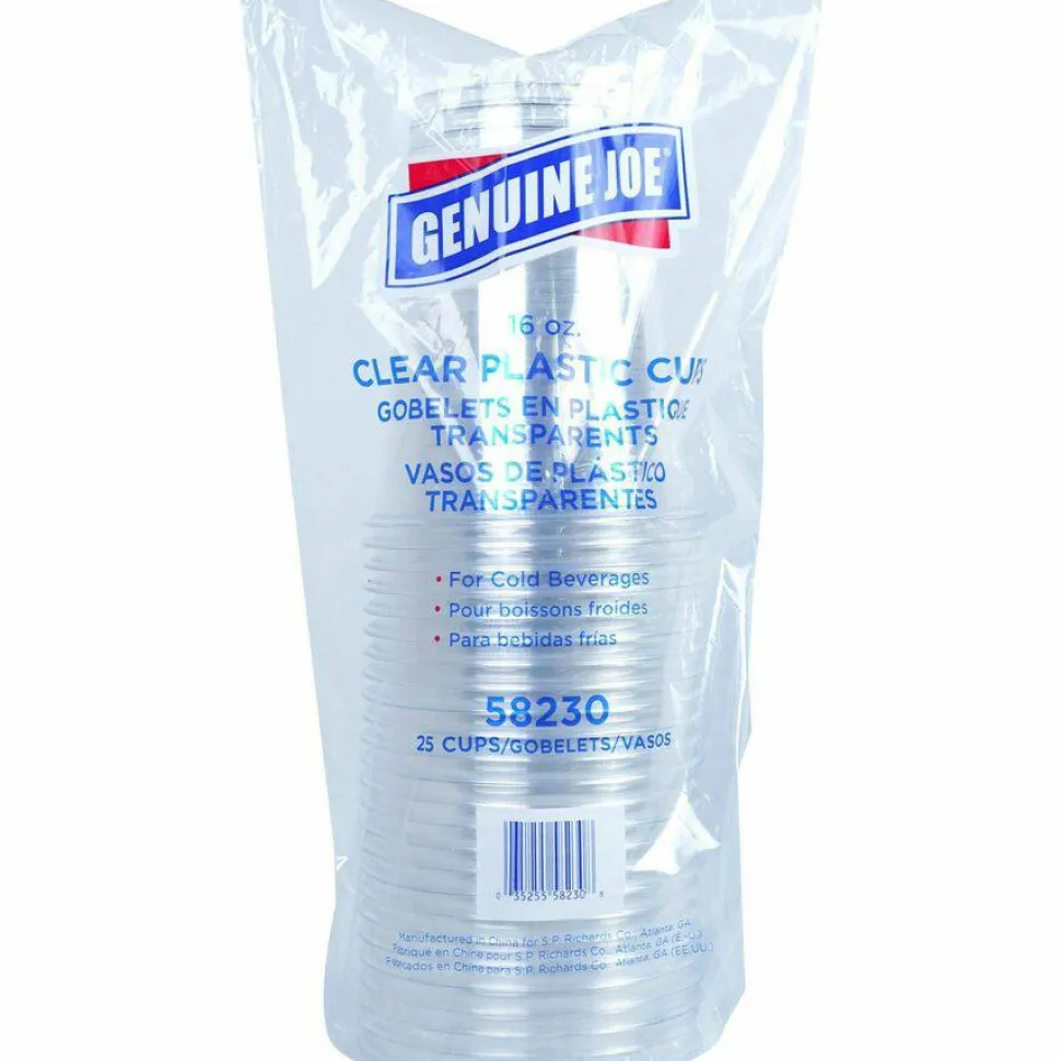 Genuine Joe 16 oz Clear Plastic Cups