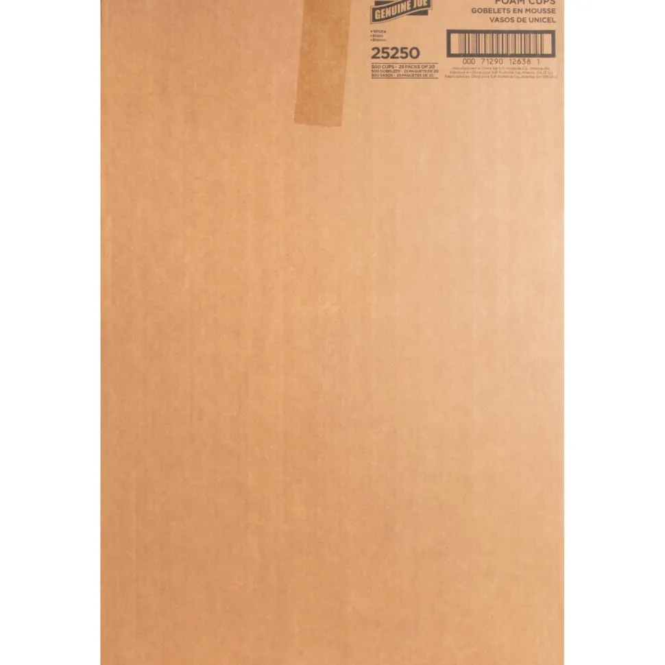 Genuine Joe 20 oz Foam Cups - 20 fl oz - White - Styrofoam - Hot Drink, Cold Drink - 500 / Carton