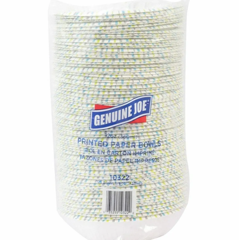 Genuine Joe 12 oz Paper Bowls - Disposable - Multi - 125/Pack - 4 / Carton