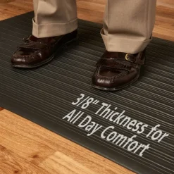 Genuine Joe Air Step Anti-Fatigue Mat, 3' x 5', Black