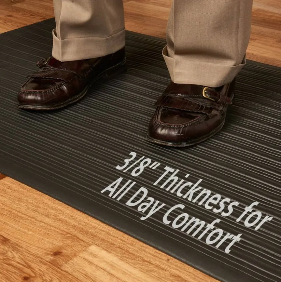 Genuine Joe Air Step Anti-Fatigue Mat, 3' x 5', Black