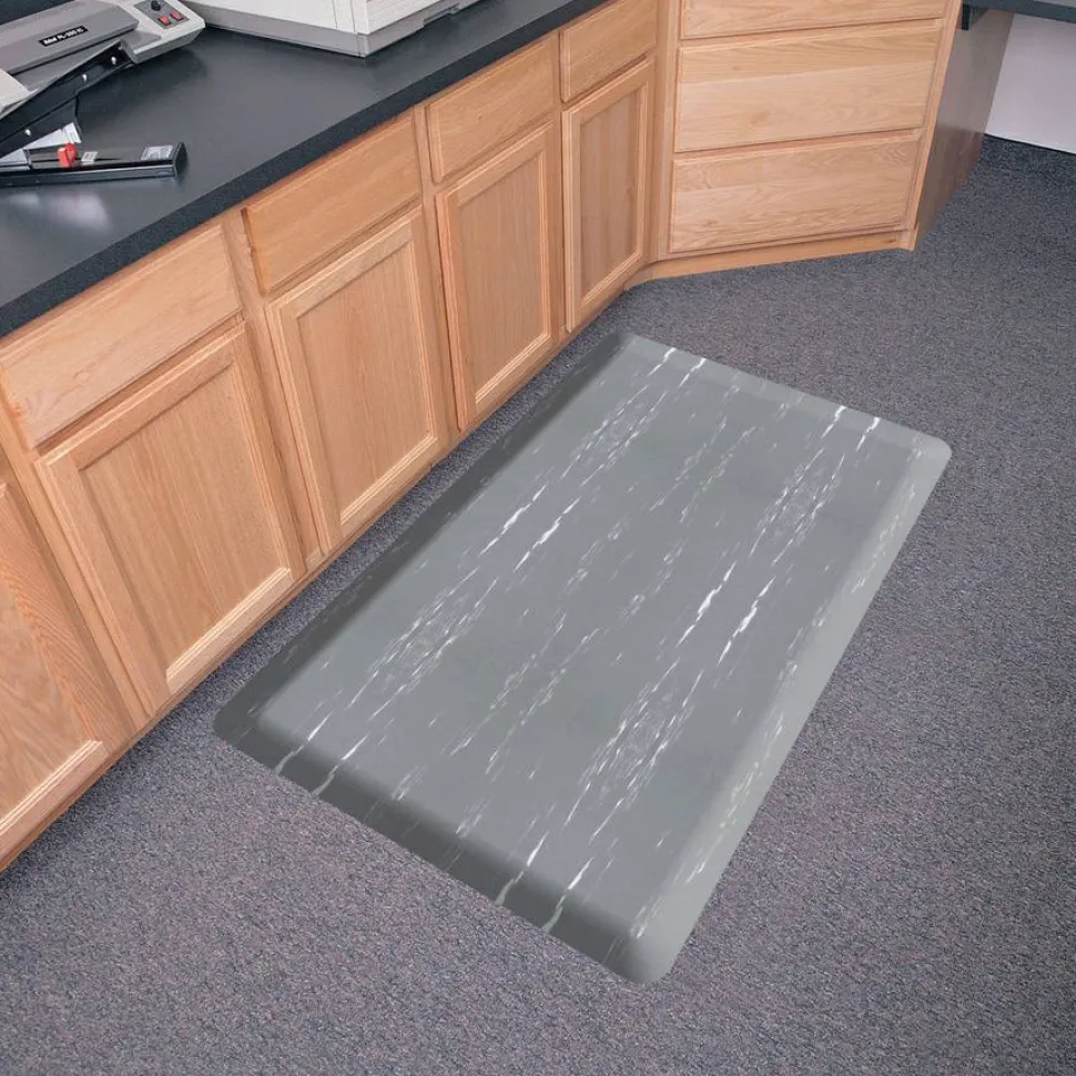Genuine Joe Anti-Fatigue Mat, 3' x 5', Gray Marble