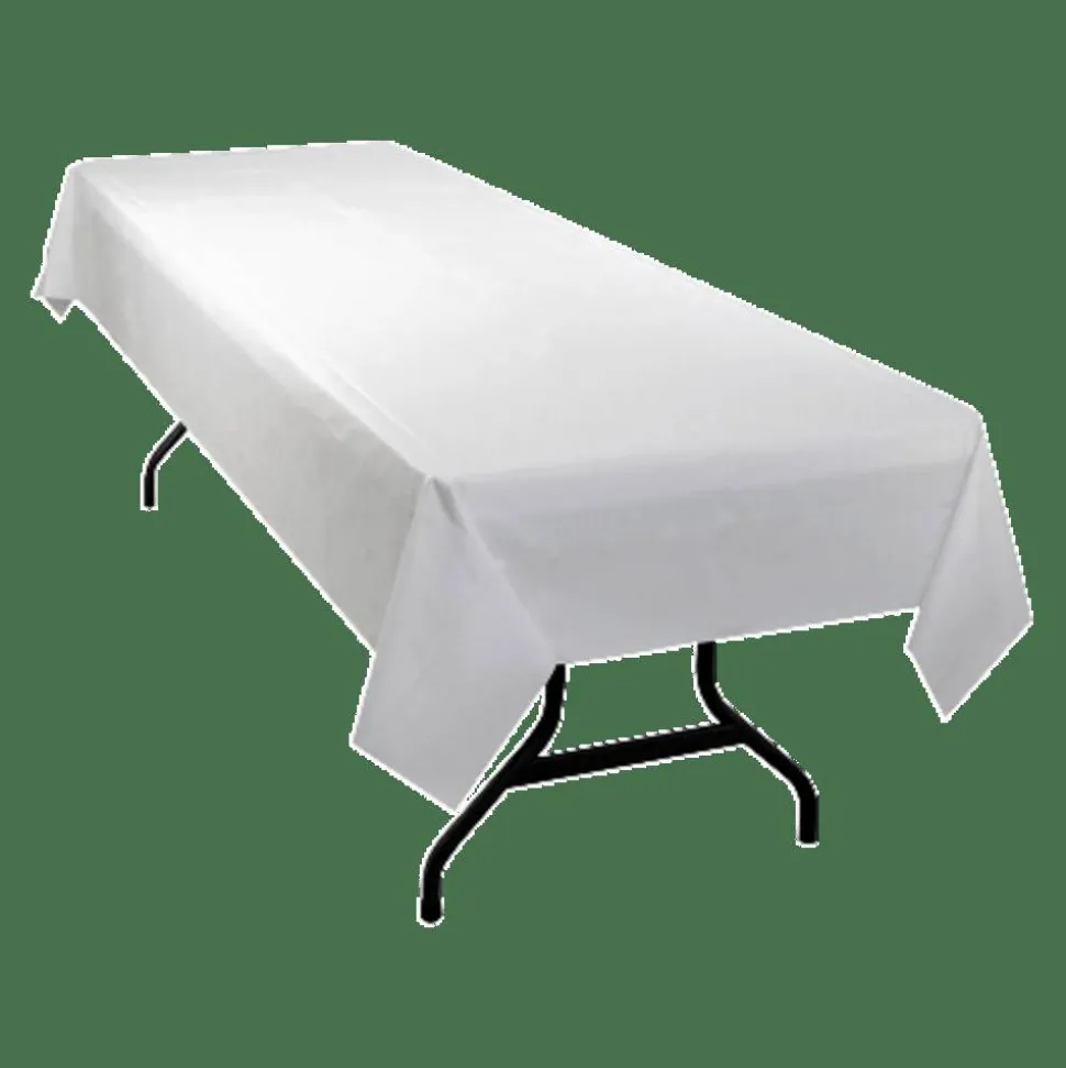 Genuine Joe Banquet-Size Plastic Table Cover, 40" x 300', White
