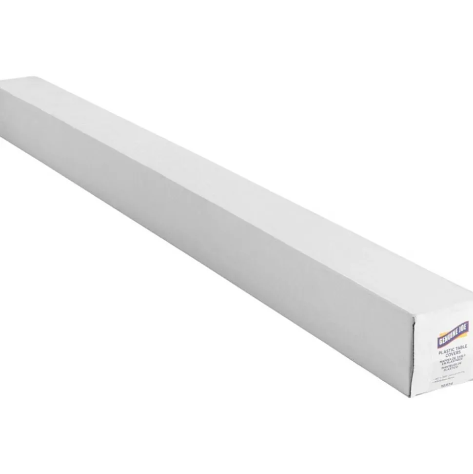 Genuine Joe Banquet-Size Plastic Table Cover, 40" x 300', White