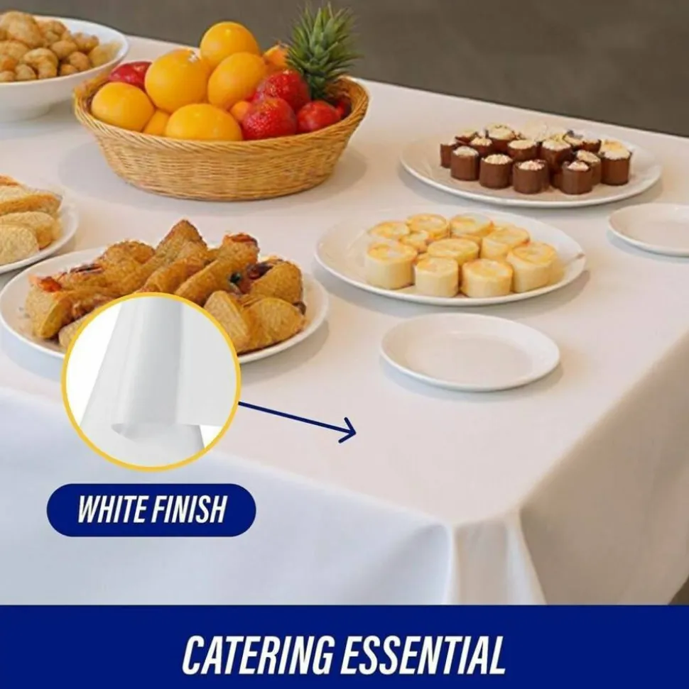 Genuine Joe Banquet-Size Plastic Table Cover, 40" x 300', White