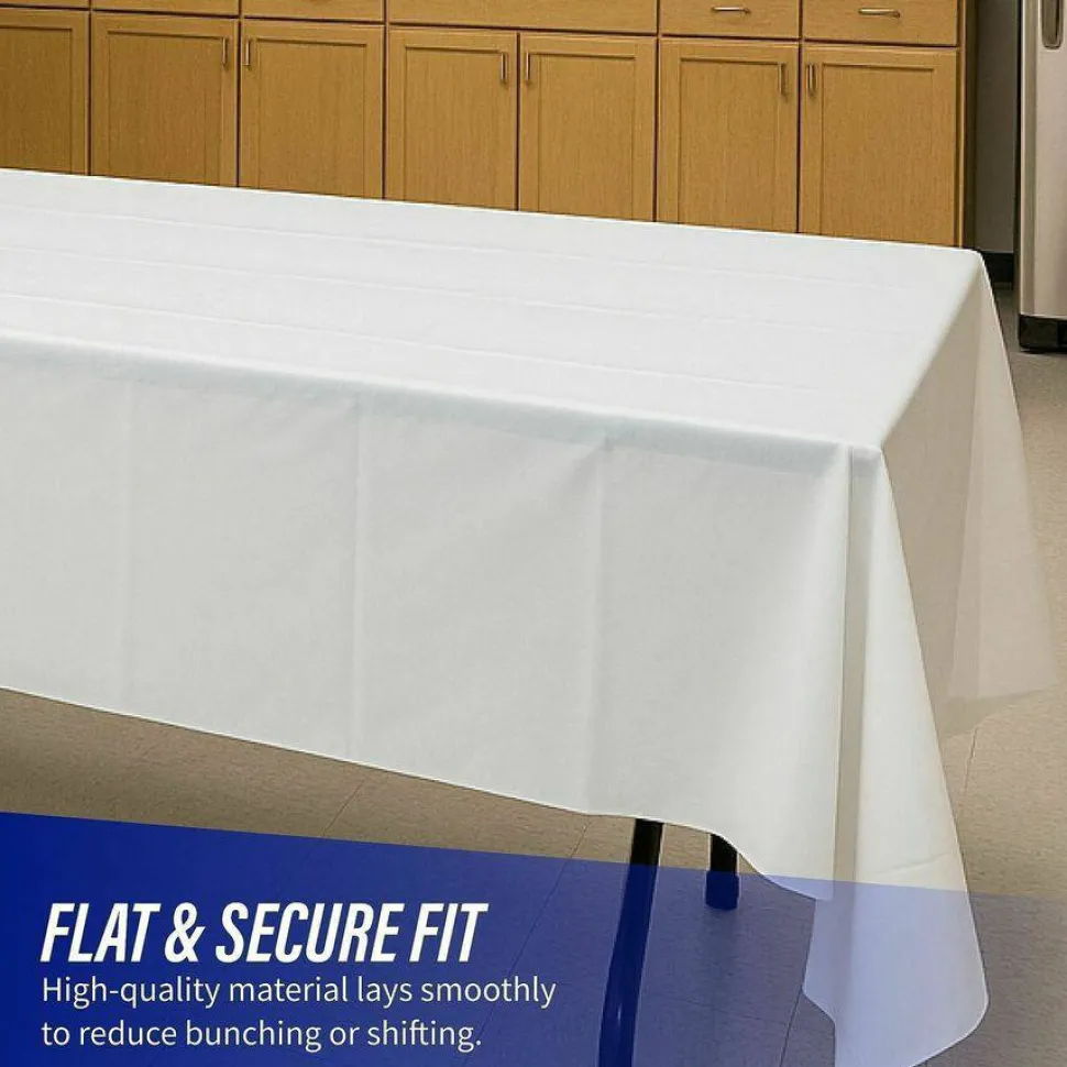 Genuine Joe Banquet-size Plastic Tablecover - 300 ft Length x 40" Width - 6 / Carton - Plastic - White