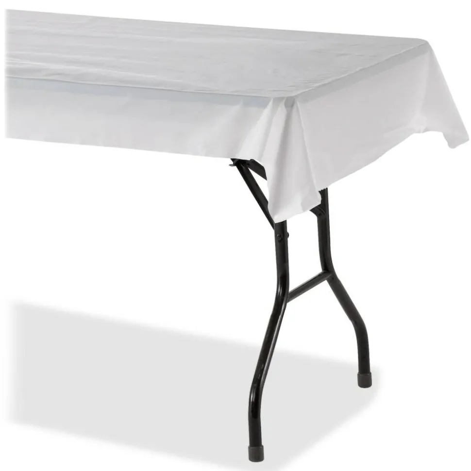 Genuine Joe Banquet-size Plastic Tablecover - 300 ft Length x 40" Width - 6 / Carton - Plastic - White