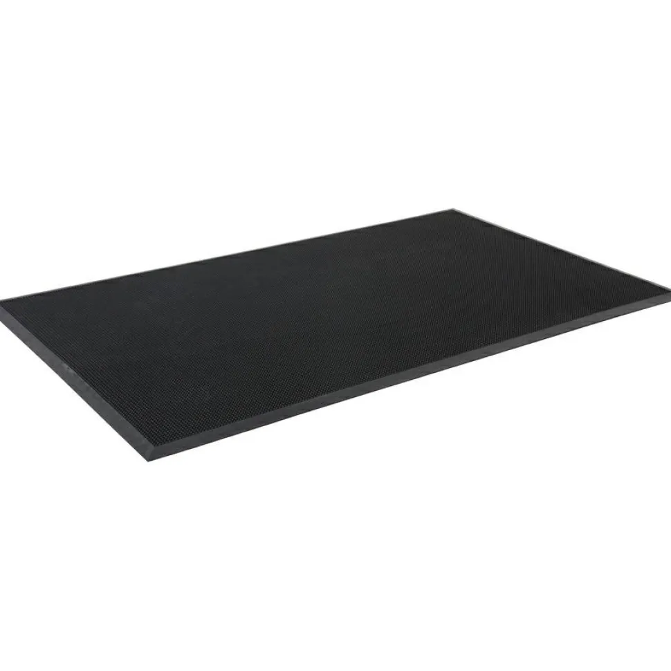 Genuine Joe Brush Tip Scraper Mat - Indoor, Outdoor - 60" Length x 36" Width x 0.400" Thickness - Rectangular - Rubber - Black - 1Each