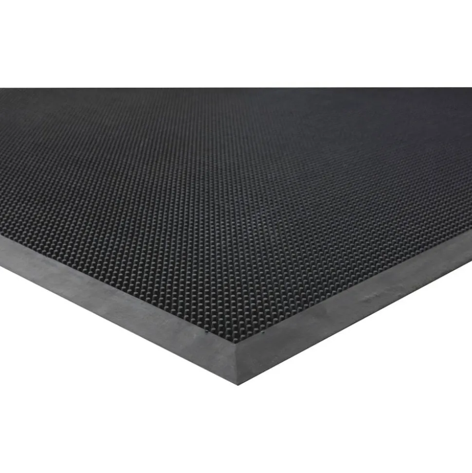 Genuine Joe Brush Tip Scraper Mat - Indoor, Outdoor - 60" Length x 36" Width x 0.400" Thickness - Rectangular - Rubber - Black - 1Each