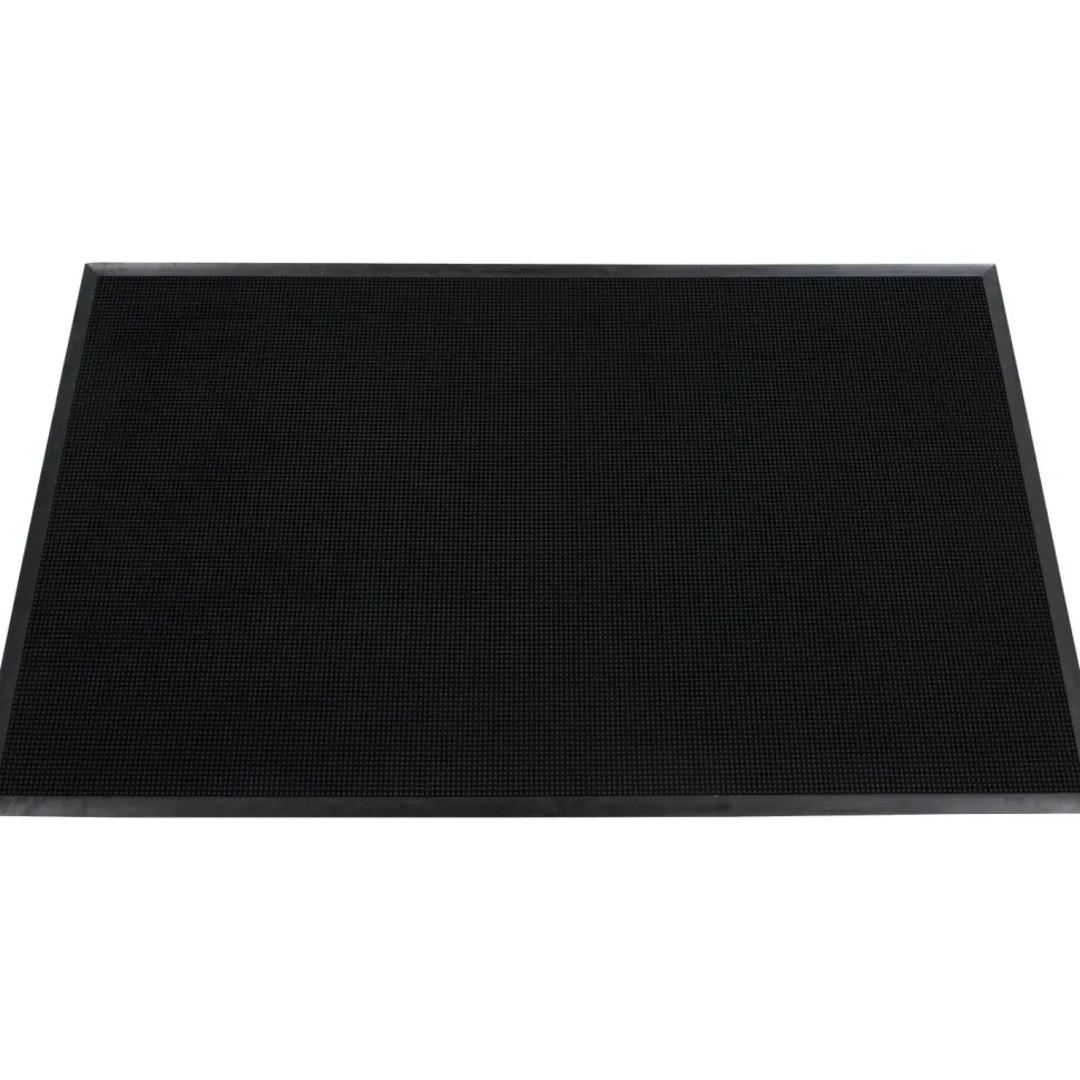 Genuine Joe Brush Tip Scraper Mat - Indoor, Outdoor - 60" Length x 36" Width x 0.400" Thickness - Rectangular - Rubber - Black - 1Each
