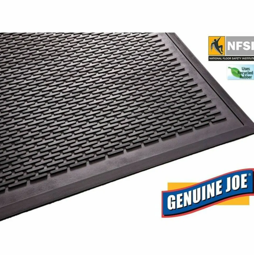 Genuine Joe Clean Step 50% Recycled Scraper Mat, 3' x 5', Black