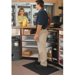 Genuine Joe Flex Step 50% Recycled Anti-Fatigue Mat, 3' x 5', Black