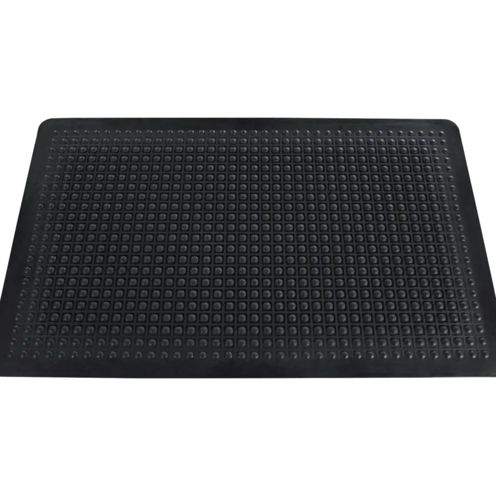 Genuine Joe Flex Step 50% Recycled Anti-Fatigue Mat, 3' x 5', Black
