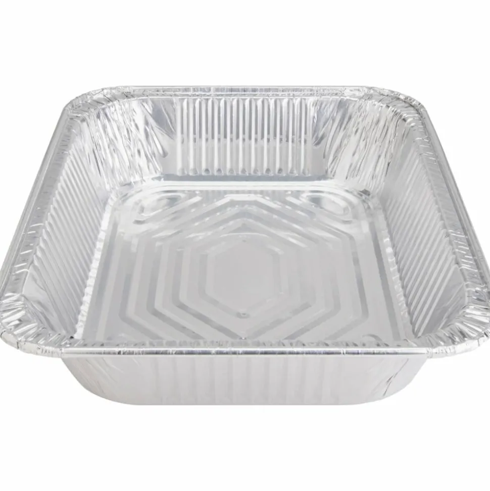 Genuine Joe Half-size Disposable Aluminum Pan - Cooking, Serving - Disposable - 0.5" Diameter - Silver - Aluminum Body - 100 / Carton