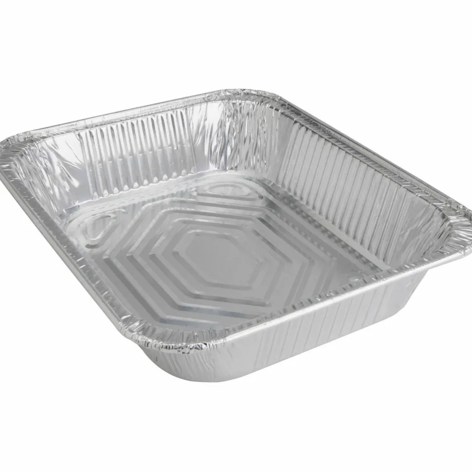 Genuine Joe Half-size Disposable Aluminum Pan - Cooking, Serving - Disposable - 0.5" Diameter - Silver - Aluminum Body - 100 / Carton
