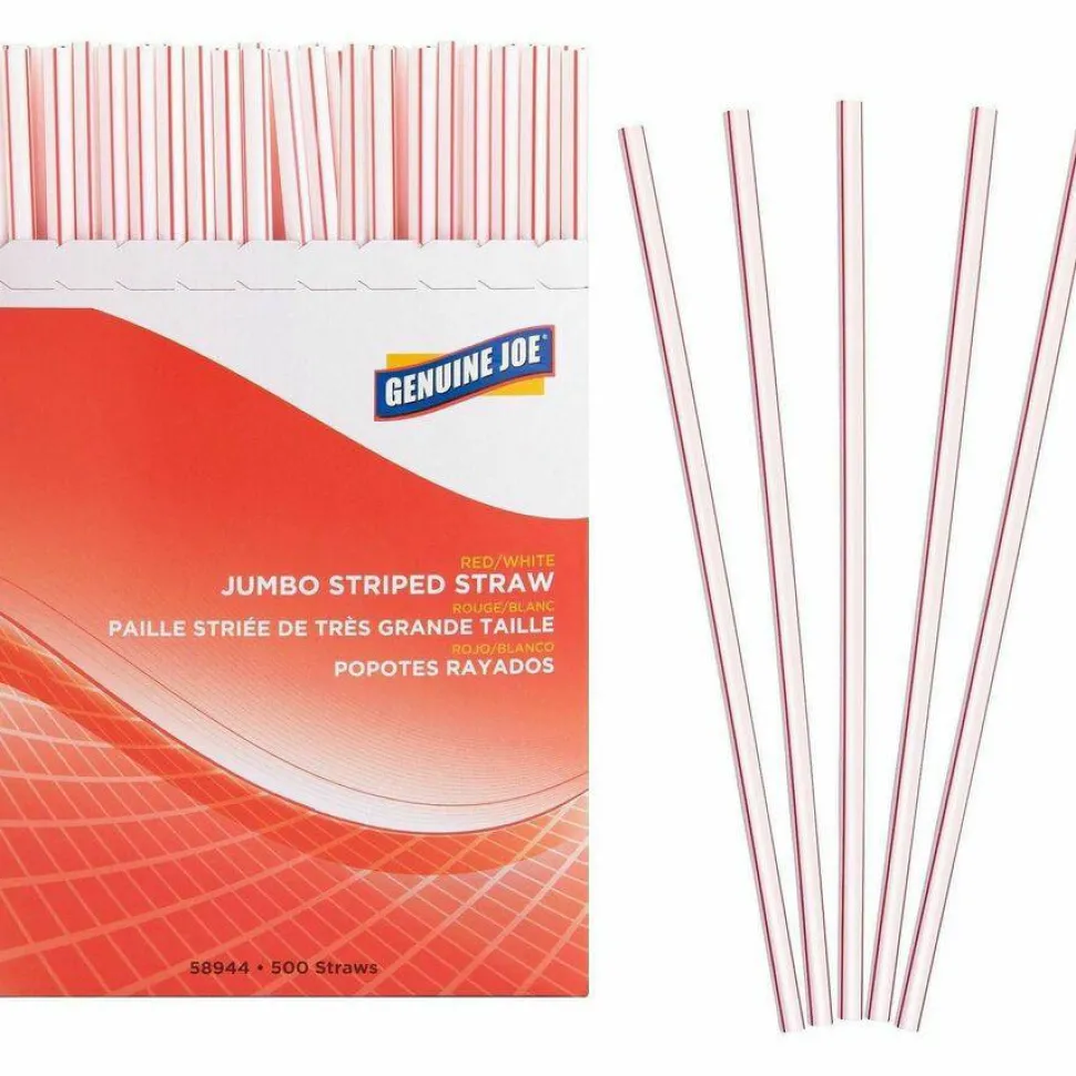 Genuine Joe Jumbo Striped Straws
