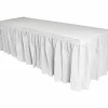 Genuine Joe Linen-Like Pleated Table Skirts, 14" x 29", White
