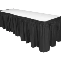 Genuine Joe Nonwoven Table Skirts - 14 ft Length x 29" Width - Adhesive Backing - Polyester - Black - 6 / Carton