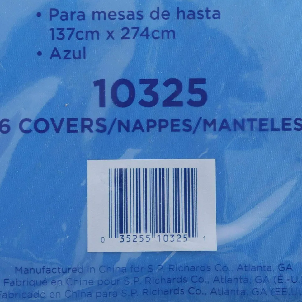 Genuine Joe Plastic Rectangular Table Covers, 108" Length x 54" Width, Plastic, Blue, 6 Per Pack, 4 Packs