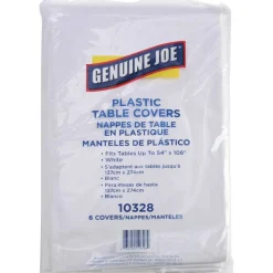 Genuine Joe Plastic Rectangular Table Covers, 108