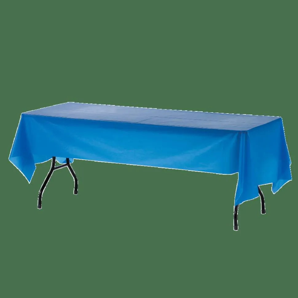 Genuine Joe Plastic Rectangular Table Covers, 54" x 108", Blue, Pack Of 6