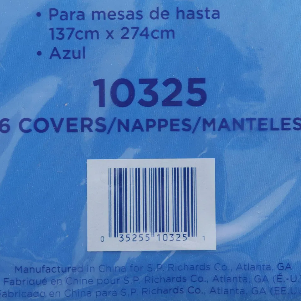Genuine Joe Plastic Rectangular Table Covers, 54" x 108", Blue, Pack Of 6