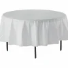 Genuine Joe Plastic Round Table Covers, 48"-60" Diameter, White, Pack Of 6