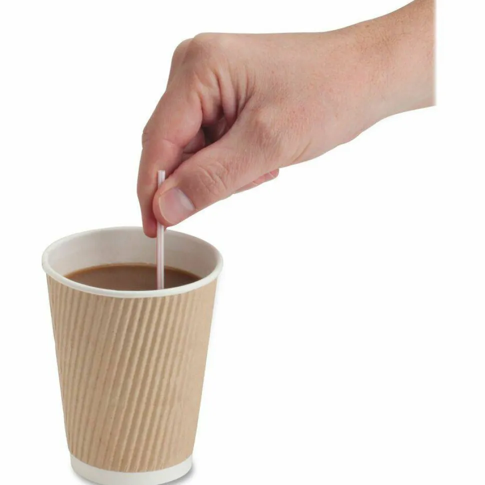 Genuine Joe Plastic Stir Sticks, White/Red, Box Of 1,000 Stir Sticks