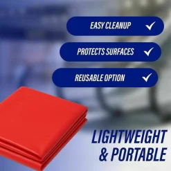 Genuine Joe Plastic Table Covers, 54" x 108", Red, Pack Of 6