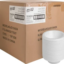 Genuine Joe Reusable Plastic Bowls - 125 / Pack - 12 fl oz Bowl - Plastic - Serving - Disposable - White - 1000 Piece(s) / Carton