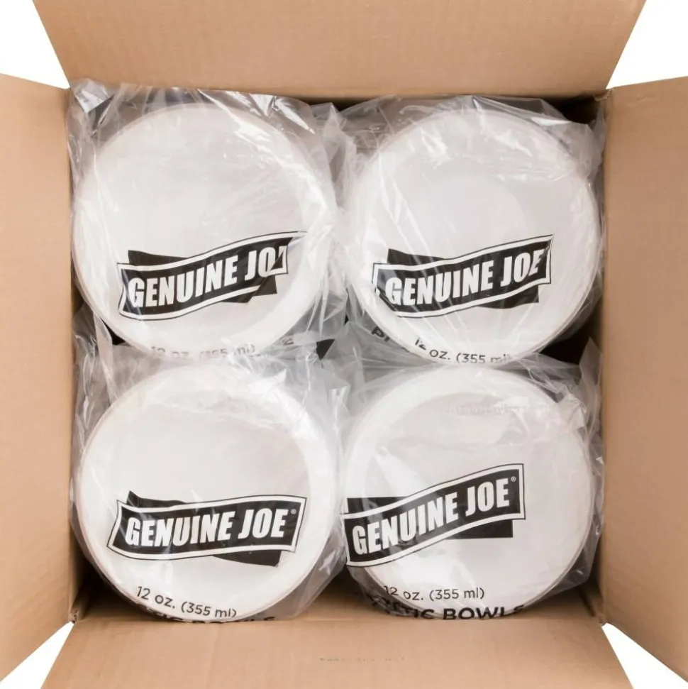 Genuine Joe Reusable Plastic Bowls - 125 / Pack - 12 fl oz Bowl - Plastic - Serving - Disposable - White - 1000 Piece(s) / Carton