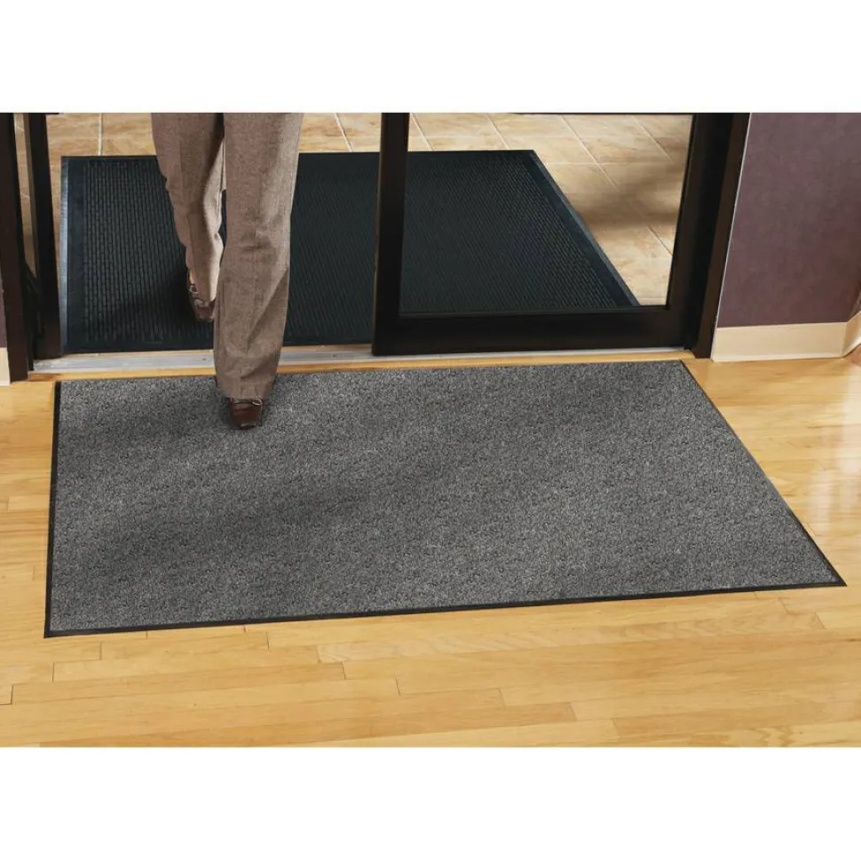 Genuine Joe Silver Series Walk-Off Indoor Mat, 4' x 6', Charcoal