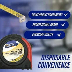 Genuine Joe Tape Measure - 12 ft Length - Imperial Measuring System - Red, Black - 1 Each