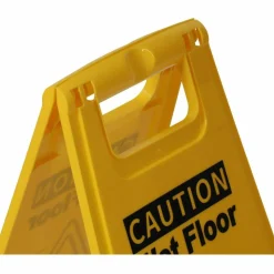 Genuine Joe Universal Graphic Wet Floor Sign - English, Spanish - Print/Message "Wet Floor" - Foldable - Yellow - 1 Each