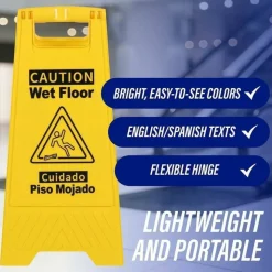 Genuine Joe Universal Graphic Wet Floor Sign - English, Spanish - Print/Message