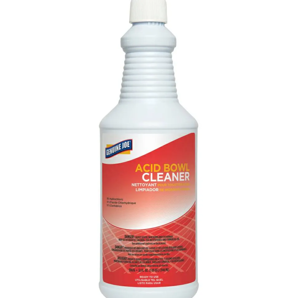 Genuine Joe Acid Bowl Cleaner - Ready-To-Use - 32 fl oz (1 quart) - Pleasant Scent - Aqua Marine - 12 / Carton