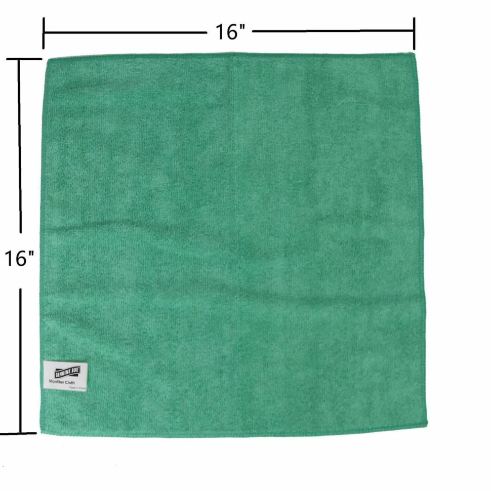 Genuine Joe Color-coded Microfiber Cleaning Cloths - 16" Width x 16" Length - Assorted - MicroFiber - 4/Pack - 9 / Carton