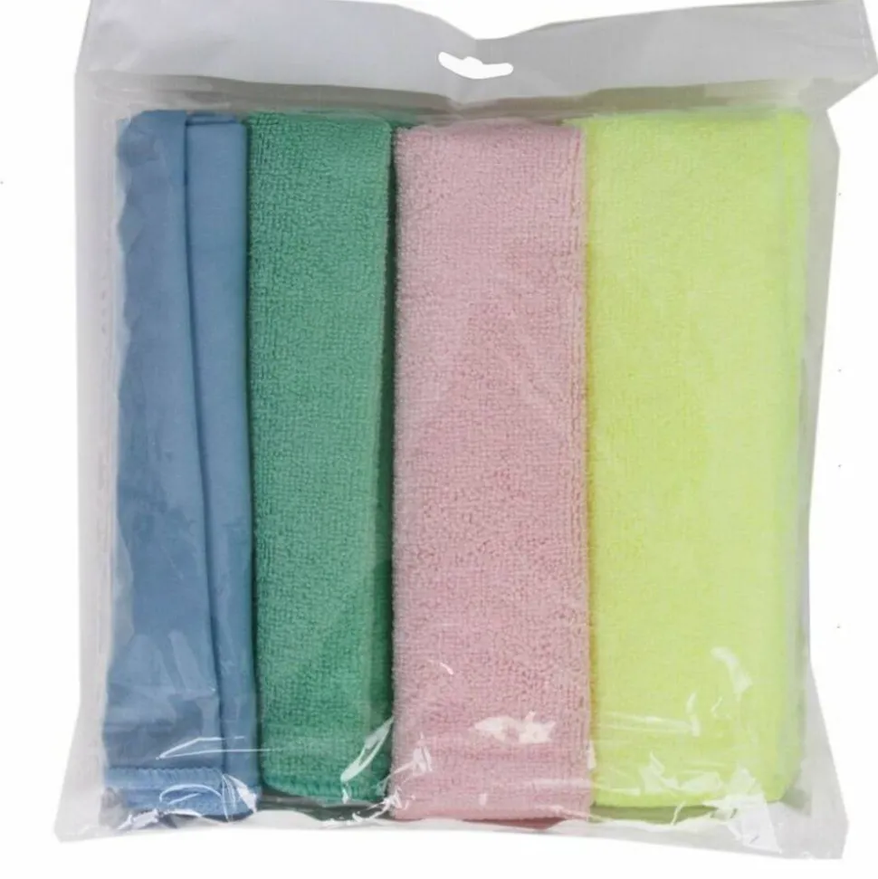 Genuine Joe Color-coded Microfiber Cleaning Cloths - 16" Width x 16" Length - Assorted - MicroFiber - 4/Pack - 9 / Carton