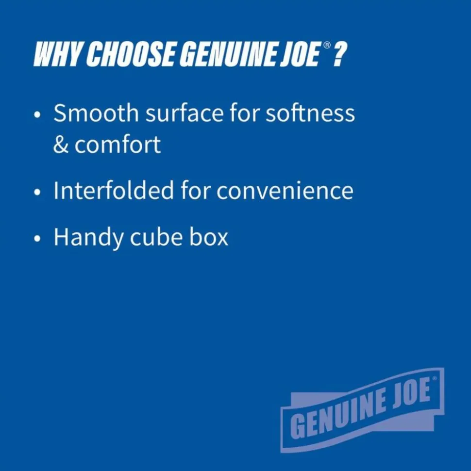 Genuine Joe Cube Box Facial Tissue - 2 Ply - Interfolded - White - 85/Box - 48 / Pallet