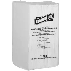 Genuine Joe Embossed 2-Ply Dinner Napkins, 17