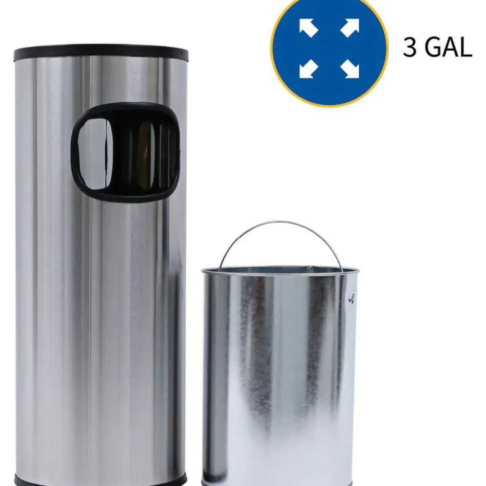 Genuine Joe 3-Gallon Ashtray Receptacle, Silver