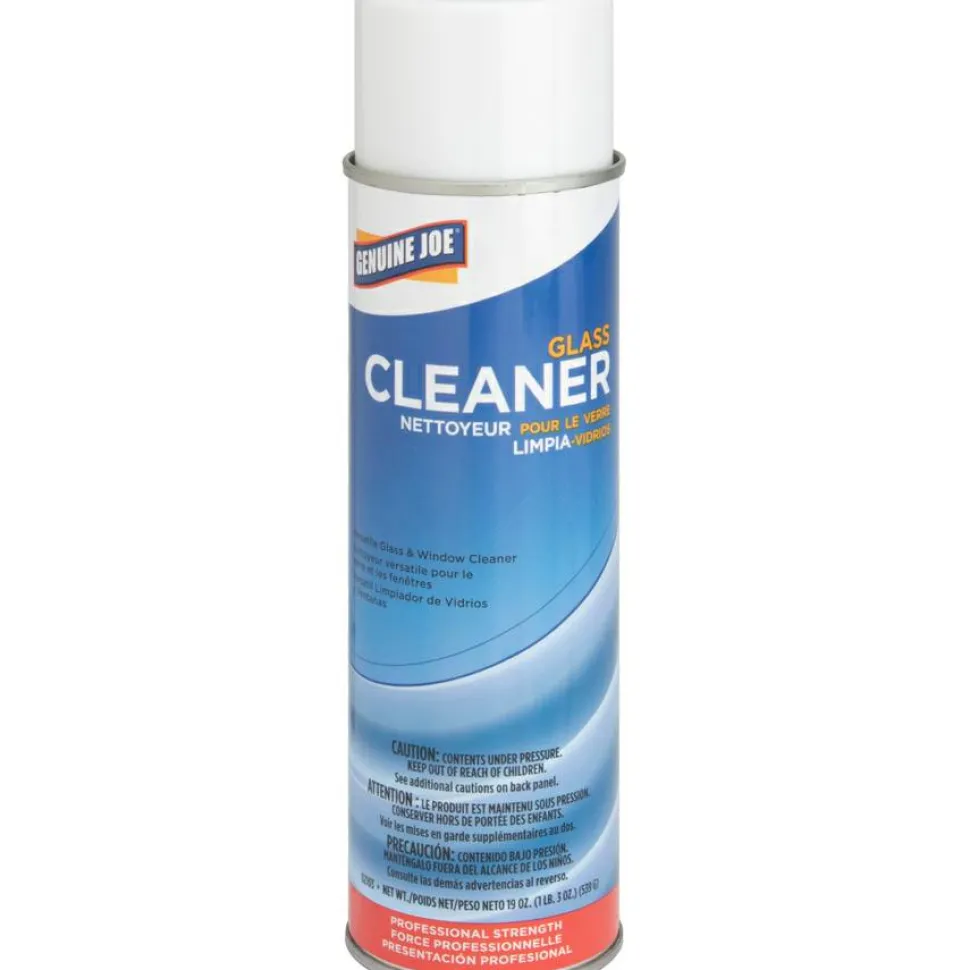 Genuine Joe Glass Cleaner Aerosol Spray, 19 Oz Can, Box Of 12