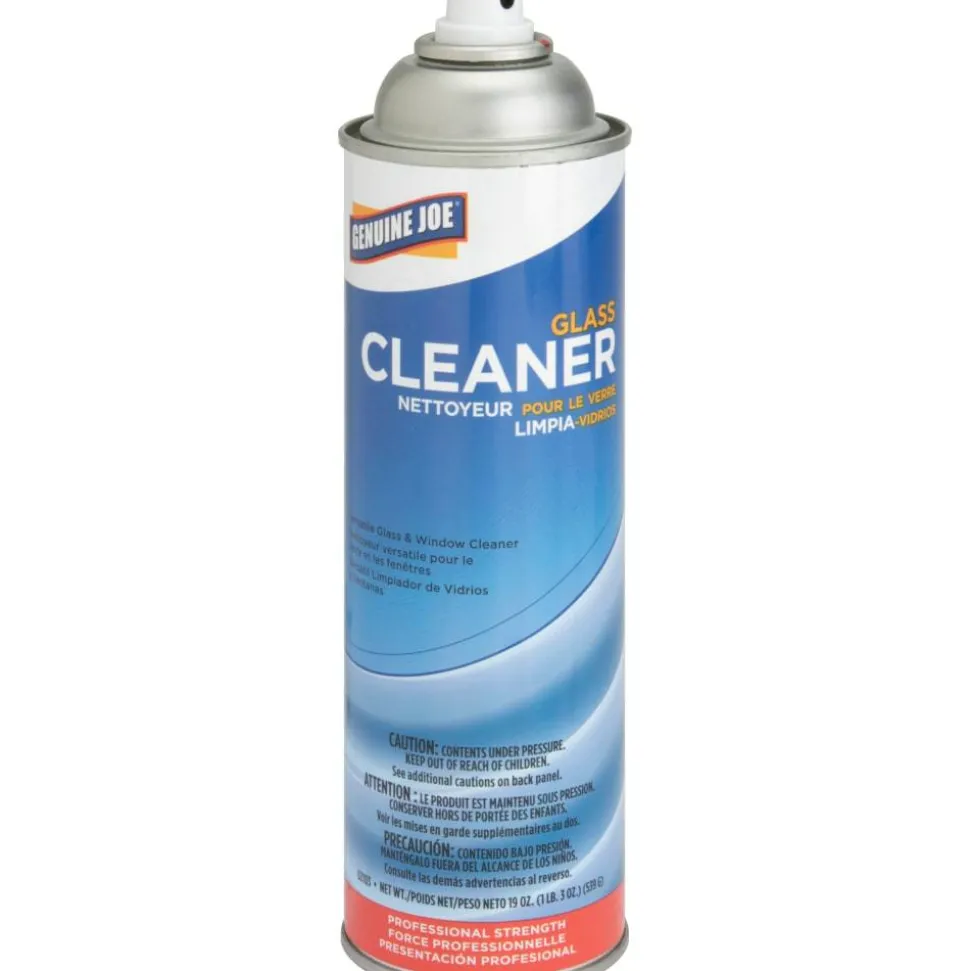 Genuine Joe Glass Cleaner Aerosol Spray, 19 Oz Can, Box Of 12
