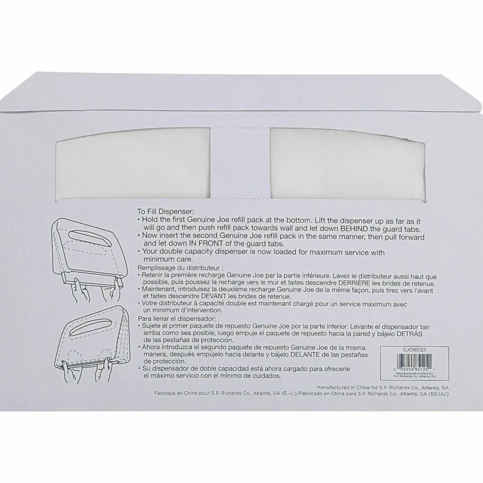 Genuine Joe Half-fold Toilet Seat Covers, White, 250 Per Pack, Carton Of 20 Packs