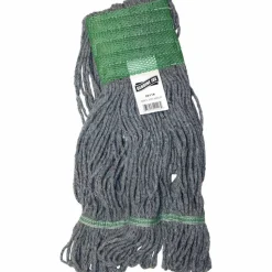 Genuine Joe 5" Headband Earth Mop Refill - Medium - Quick Drying - Polyester Fiber - Blue - 1 Each