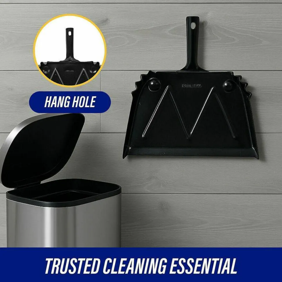Genuine Joe Heavy-Duty Metal Dustpan - 16" Wide - Steel - Black - 1 Each